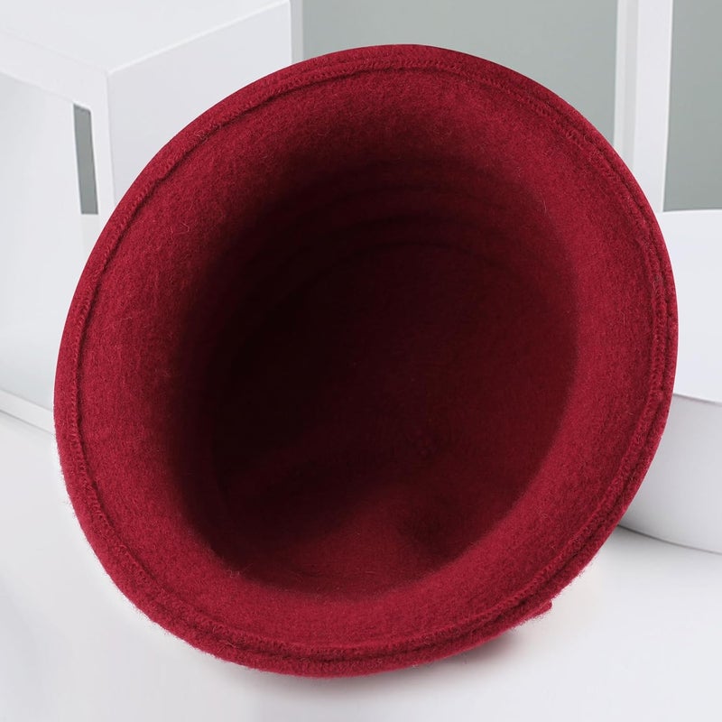 Sumolux Women Beret Hat French Vintage Floral Wool Dress Cloche Classic Winter Hat 1920s - Image 5